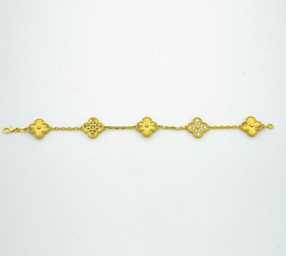 [ROSE]CLOVER BRACELET 5 MOTIFS GOLD DIAMOND