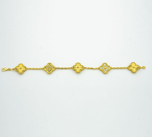 [ROSE]CLOVER BRACELET 5 MOTIFS GOLD DIAMOND