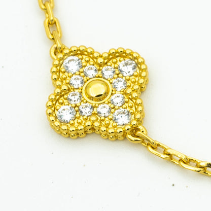 [ROSE]CLOVER BRACELET 5 MOTIFS GOLD DIAMOND