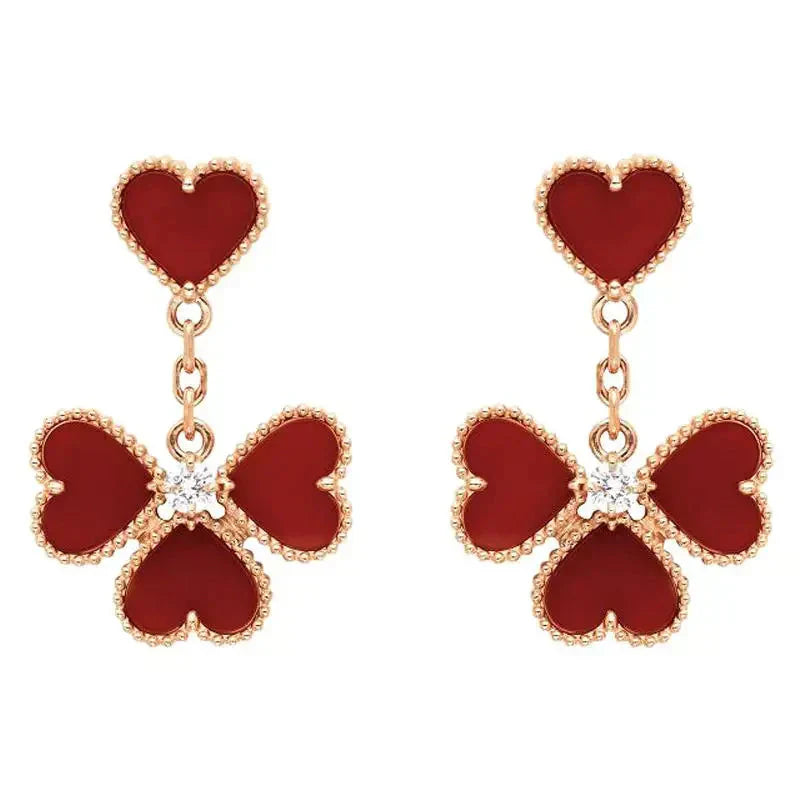 [ROSE]SWEET CLOVER CARNELIAN EARRINGS