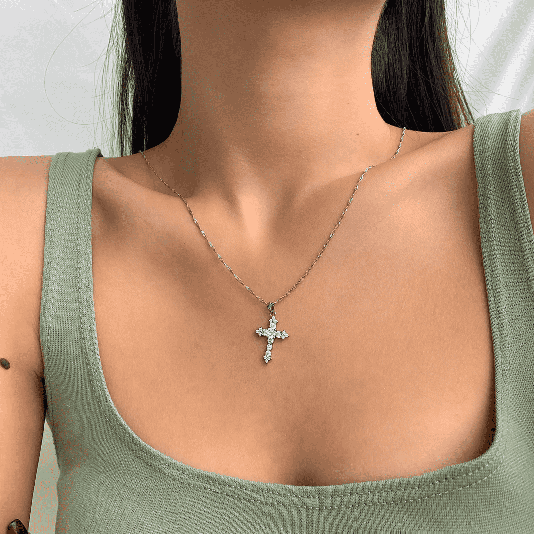 [Rose Jewels]Delicate Cross Shape Necklace