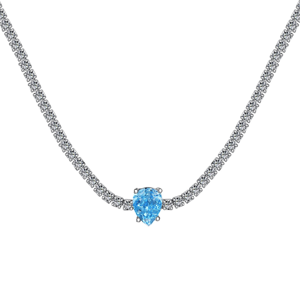 [Rose Jewels]1.0 carat Unique Pear Cut Tennis Necklace