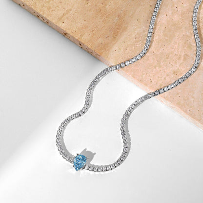 [Rose Jewels]1.0 carat Unique Pear Cut Tennis Necklace