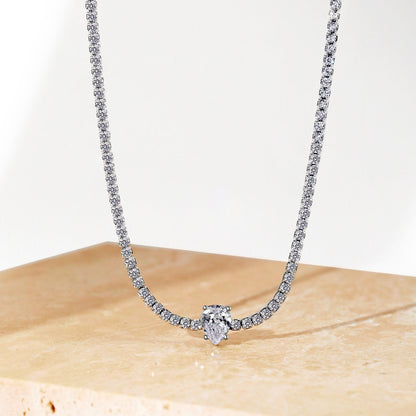 [Rose Jewels]1.0 carat Unique Pear Cut Tennis Necklace