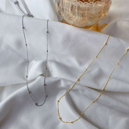 [Rose Jewels]Small Bead Clavicle Chain Simple Necklace