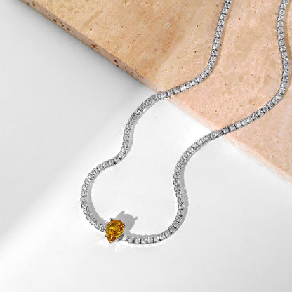 [Rose Jewels]1.0 carat Unique Pear Cut Tennis Necklace