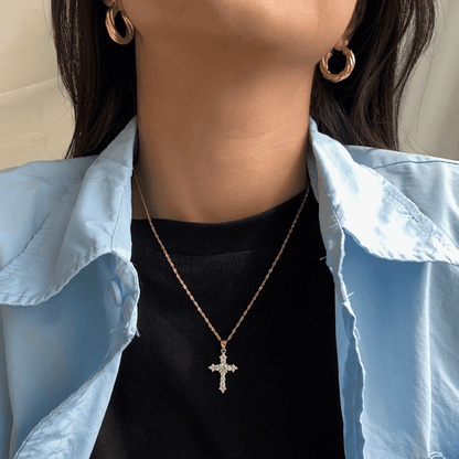 [Rose Jewels]Delicate Cross Shape Necklace