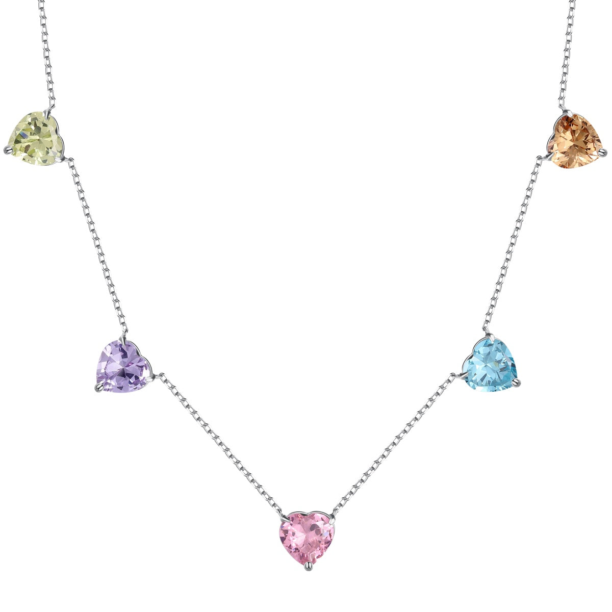 [Rose Jewels]Sparkling Colorful Heart Cut Necklace