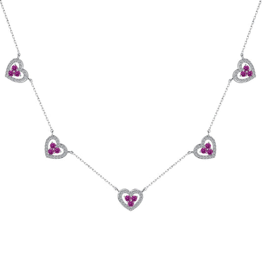 [Rose Jewels]Sparkling Five Heart Necklace