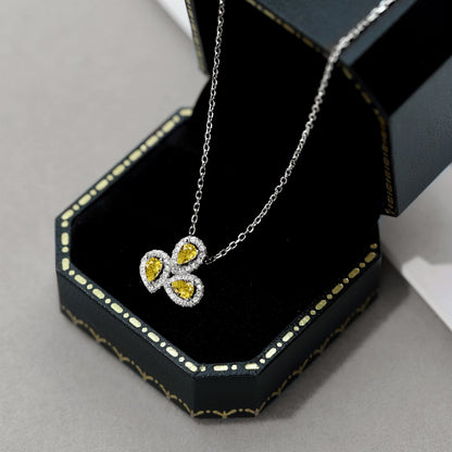 [Rose Jewels]Elegant Flower Shape Pear Cut Necklace