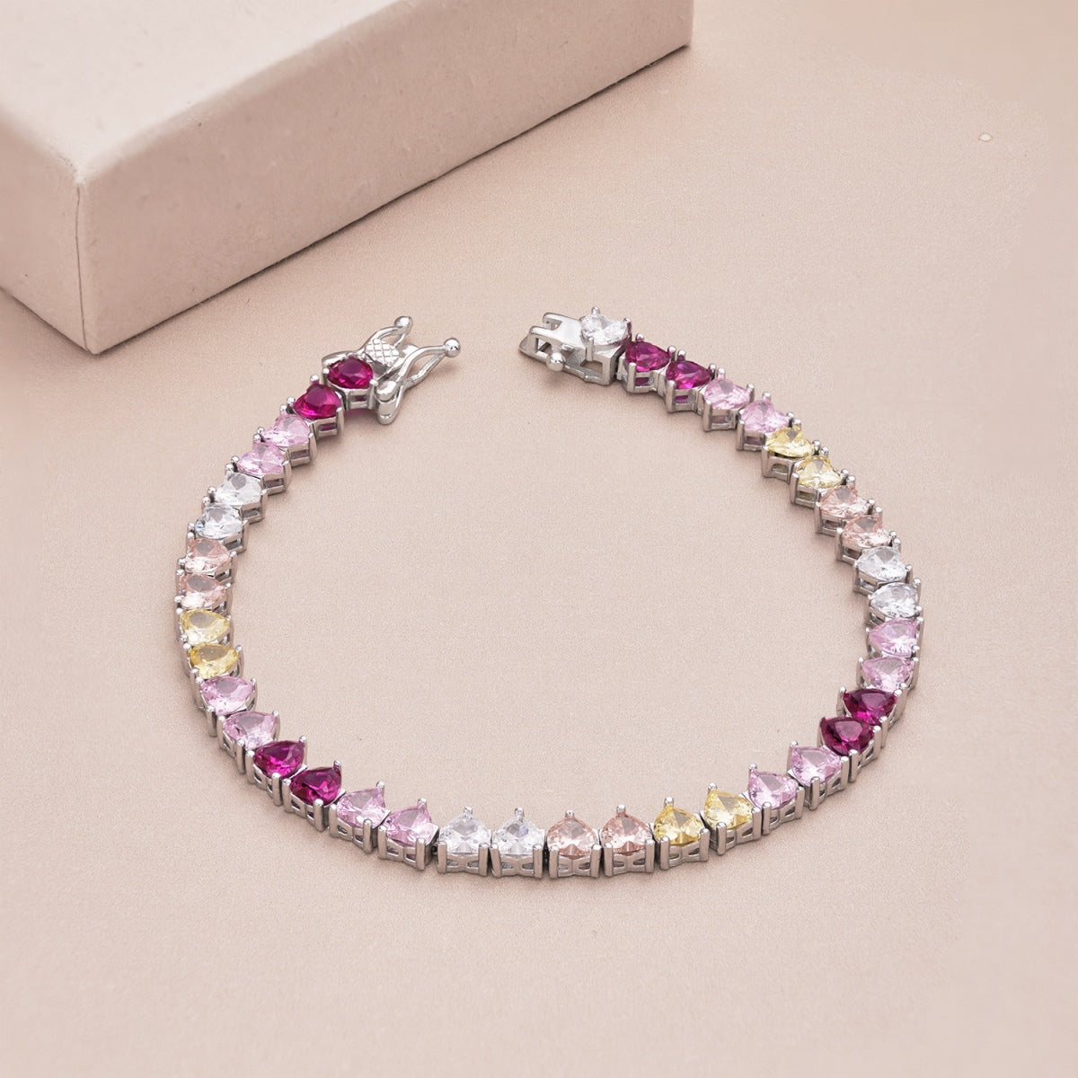 [Rose Jewels]Luxurious Colorful Romantic Heart Shape Lover Bracelet