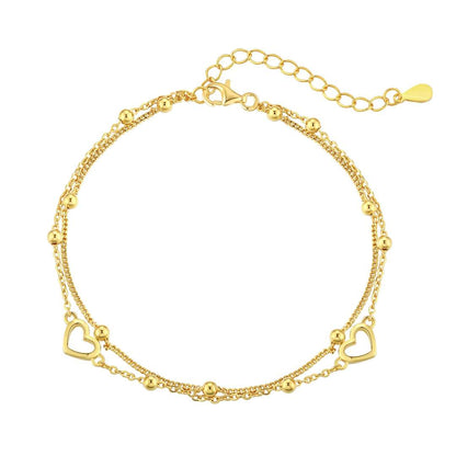 [Rose Jewels]Dainty Double Layer Love Heart Bracelet