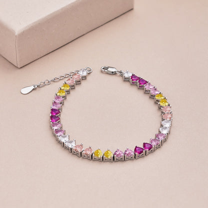 [Rose Jewels]Luxurious Colorful Romantic Heart Shape Lover Bracelet