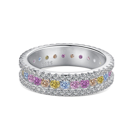 [Rose Jewels]Delicate Colorful Round Cut Daily Ring