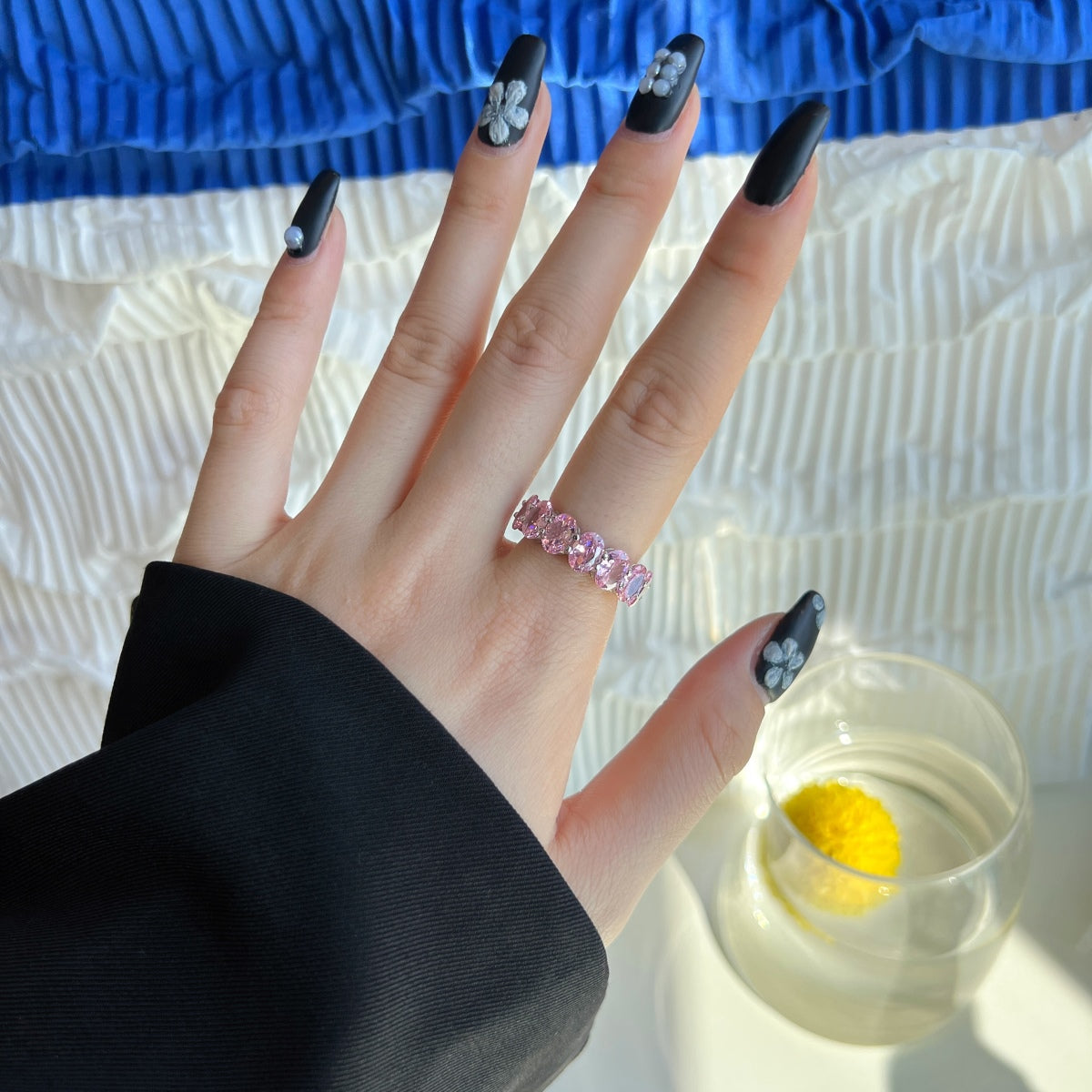 [Rose Jewels]Dainty Elongated Cushion Cut Tennis Ring