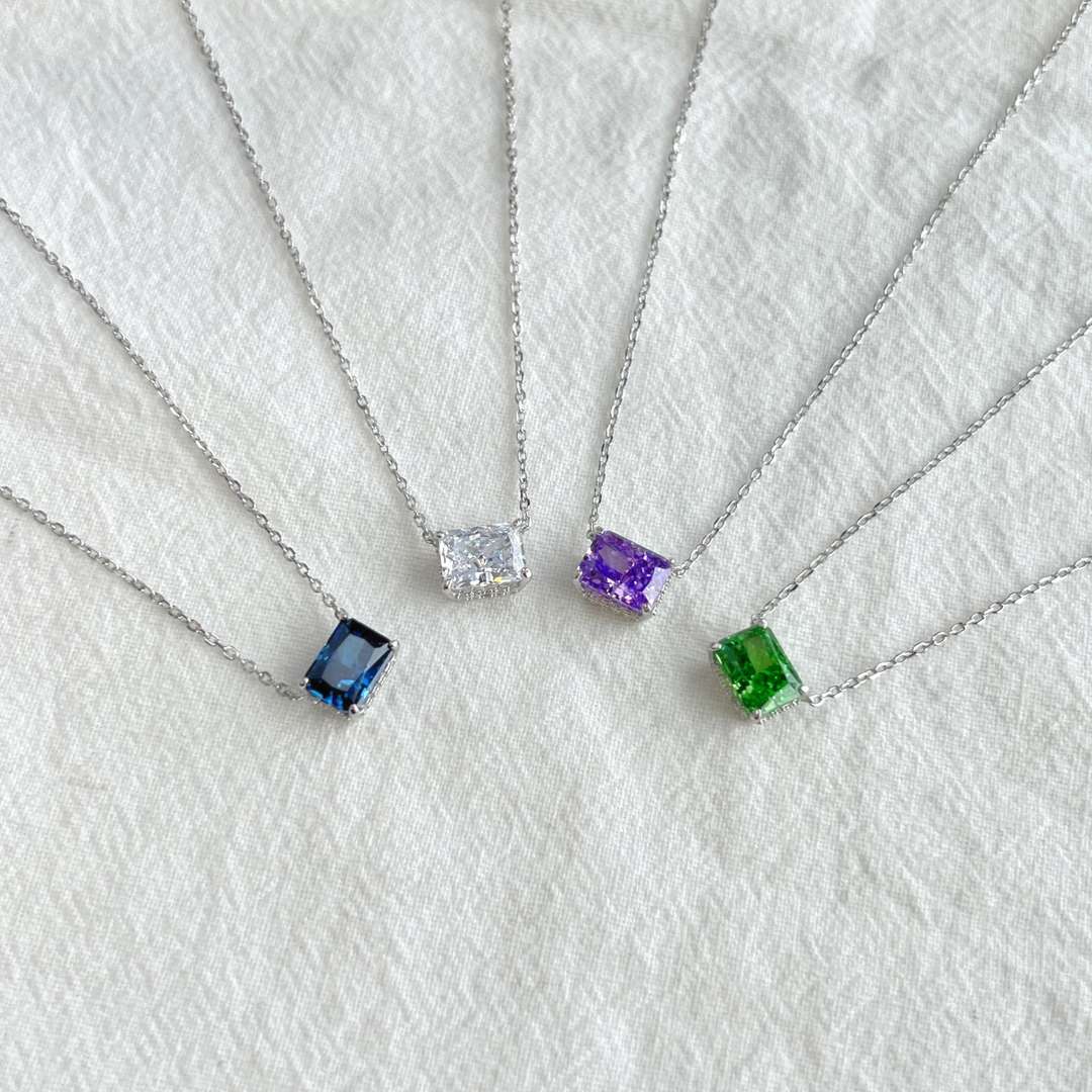 [Rose Jewels]Luxurious Square Shape Colorful Necalack