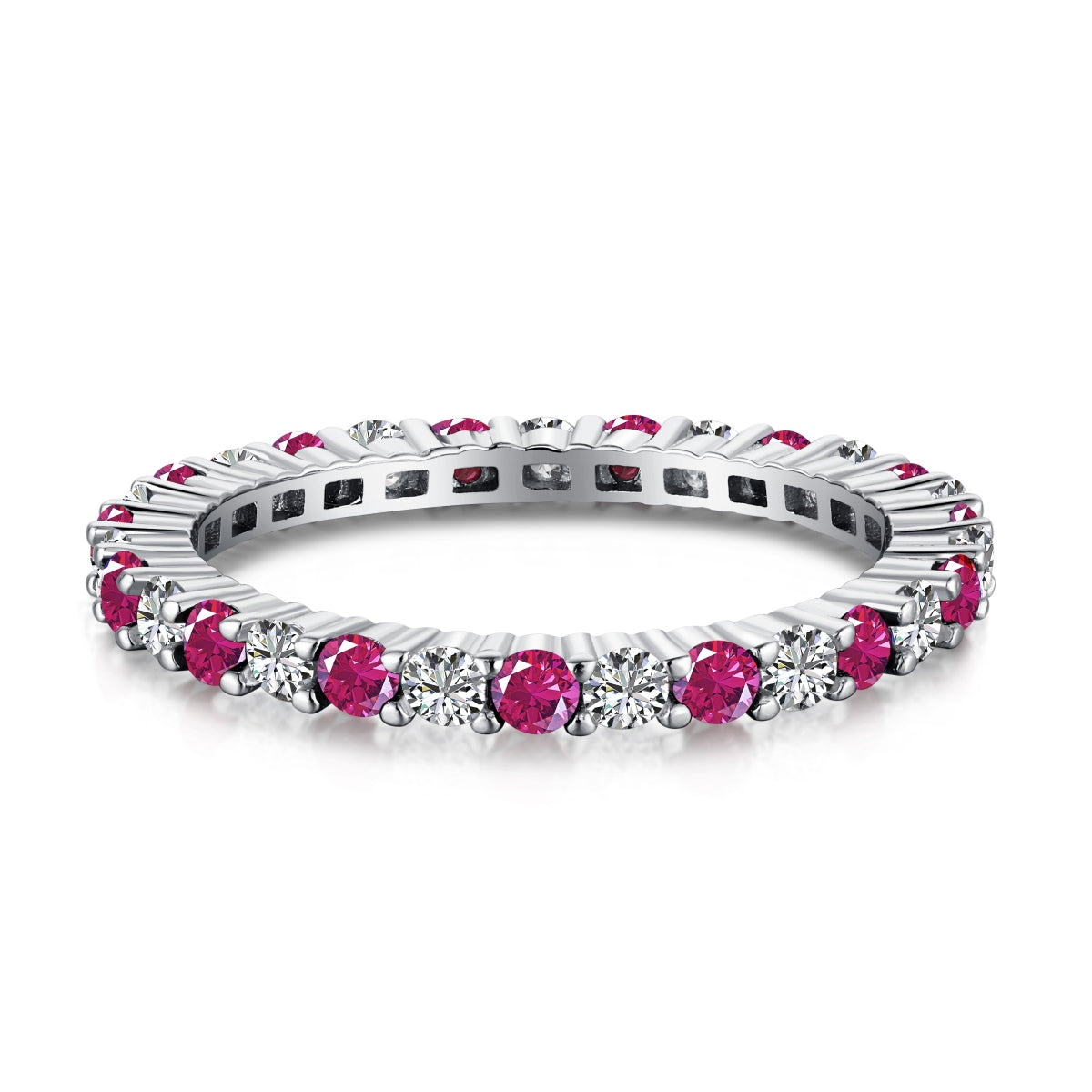 [Rose Jewels]Exquisite Colorful Round Cut Tennis Ring