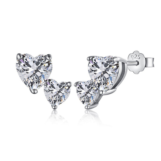 [Rose Jewels]Double Heart-Shape Classic Princess Style Earrings