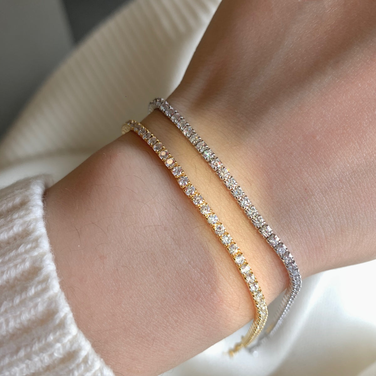 [Rose Jewels]Radiant Shinning Princess Cut Tennis Bracelet