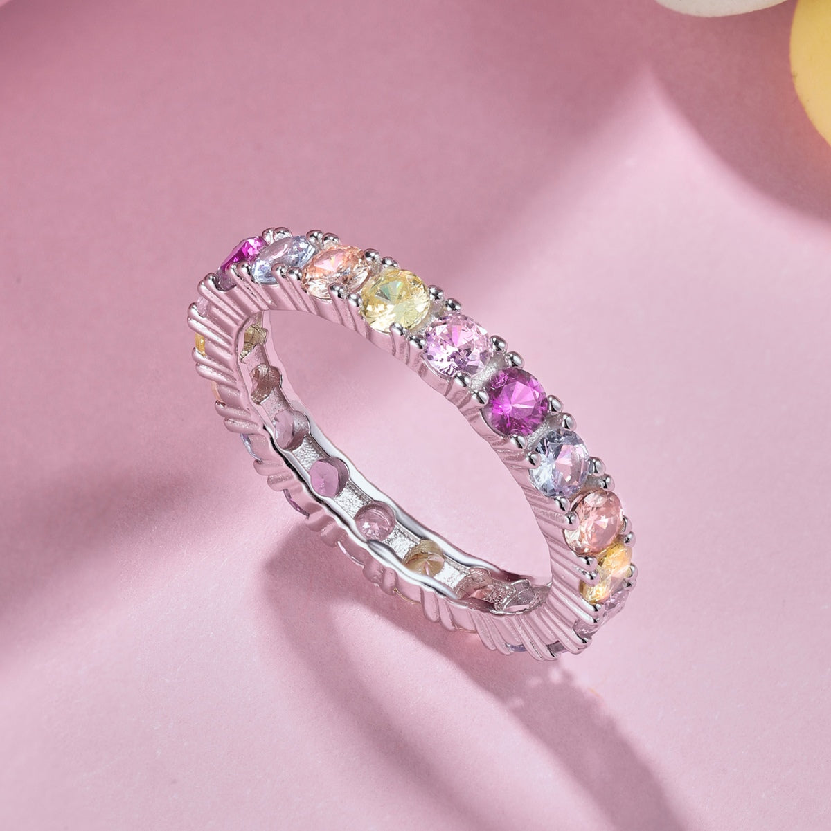 [Rose Jewels]Dazzling Lustrous Round Cut Tennis Ring