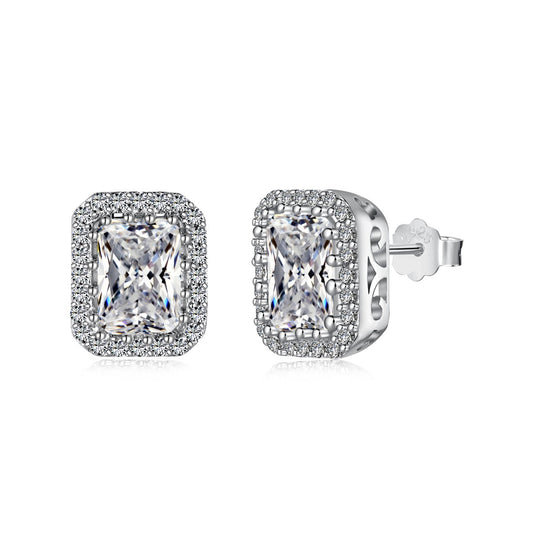 [Rose Jewels]1.0 Carat Luxurious Dainty Emerald Cut Daily Earrings