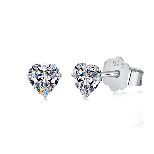 [Rose Jewels]Sparkling Heart Shaped Simple Earrings