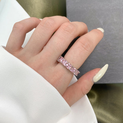 [Rose Jewels]Elegant Princess Cut Tennis Ring