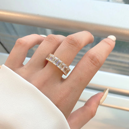 [Rose Jewels]0.75 Carat Elegant Emerald Cut Tennis Ring