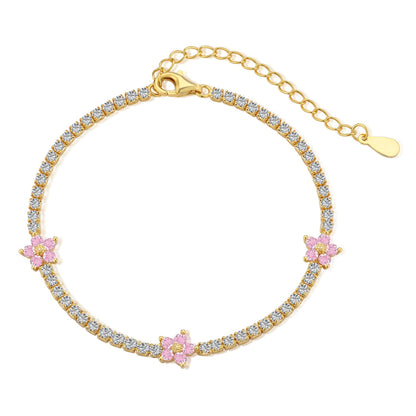 [Rose Jewels]Sparkling Flower Shape Tennis Bracelet