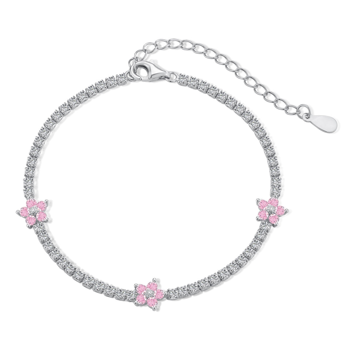 [Rose Jewels]Sparkling Flower Shape Tennis Bracelet