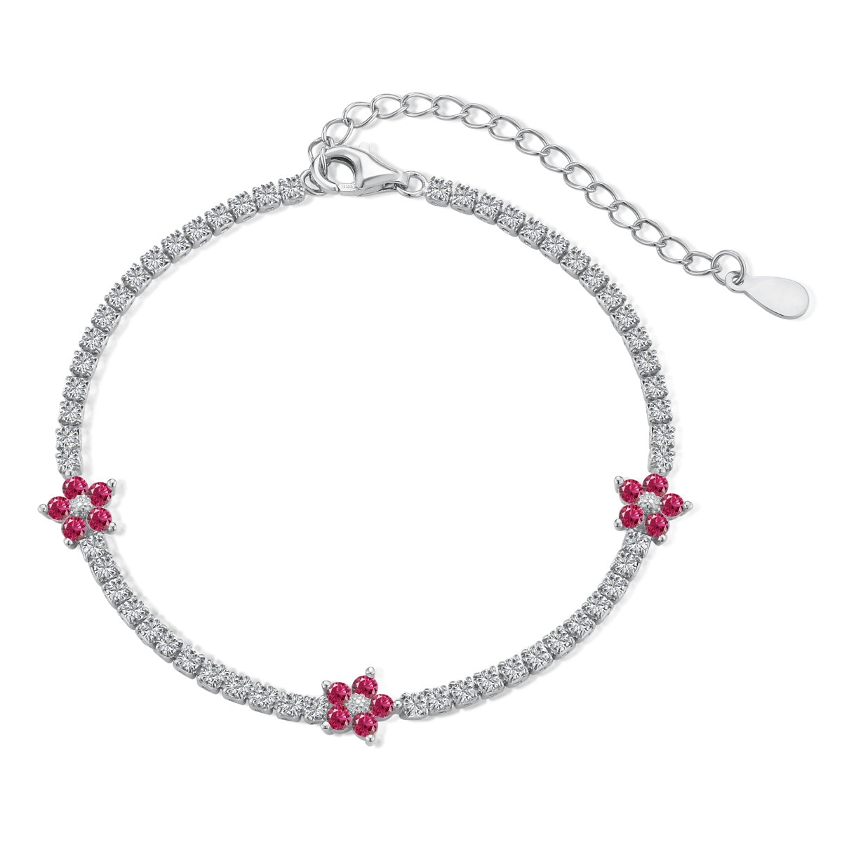 [Rose Jewels]Sparkling Flower Shape Tennis Bracelet