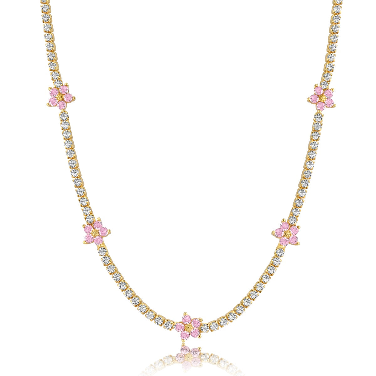 [Rose Jewels]Luxurious Colorful Flower Tennis Necklace