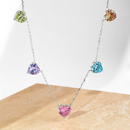 [Rose Jewels]Sparkling Colorful Heart Cut Necklace