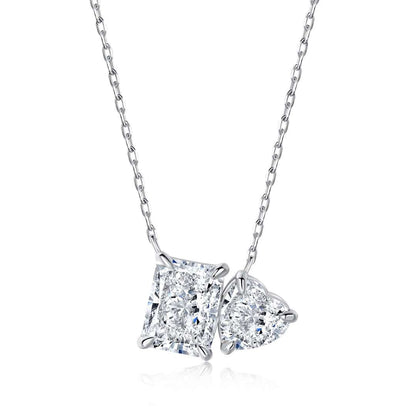 [Rose Jewels]Dazzling Square & Heart Shape Necklace