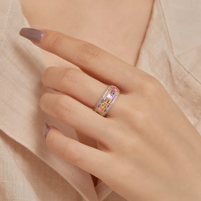 [Rose Jewels]Radiant Colorful Radiant Cut Daily Ring