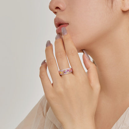 [Rose Jewels]Radiant Colorful Radiant Cut Daily Ring