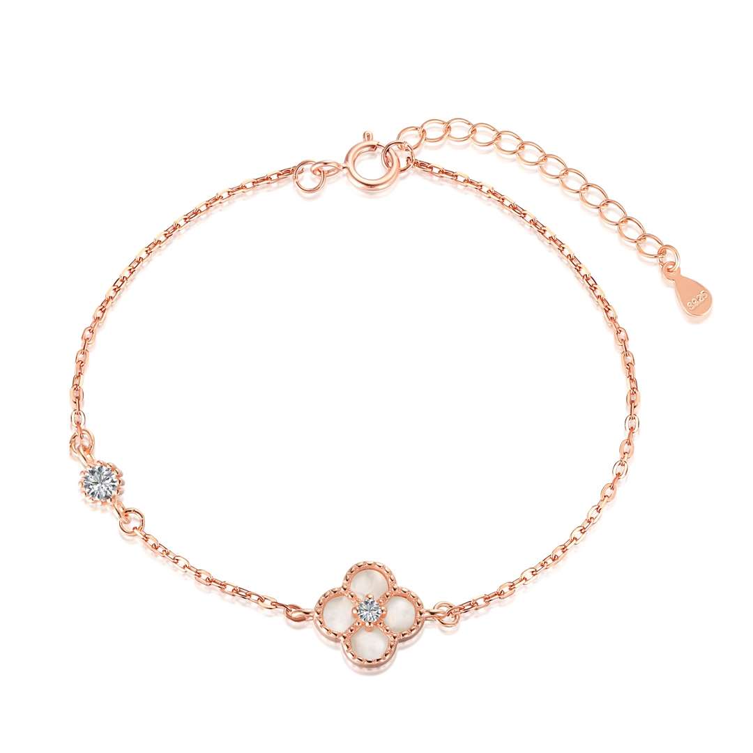 [Rose Jewels]Delicate Four Leaf Clover Bracelet