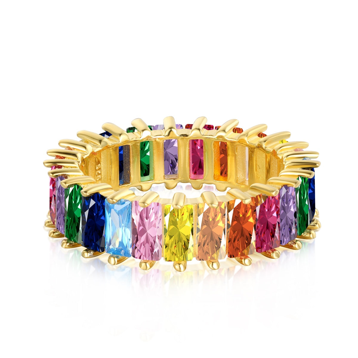 [Rose Jewels]Unique Colorful Radiant Cut RIng