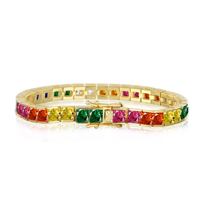 [Rose Jewels]Radiant Colorful Princess Cut Tennis Bracelet