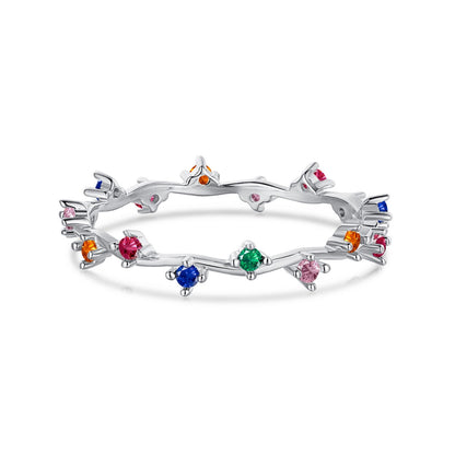 [Rose Jewels]Radiant Colorful Round Cut Daily Ring