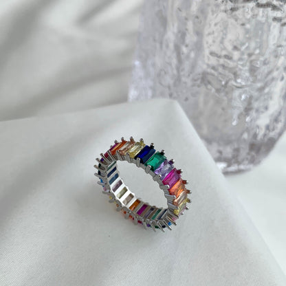 [Rose Jewels]Unique Colorful Radiant Cut RIng