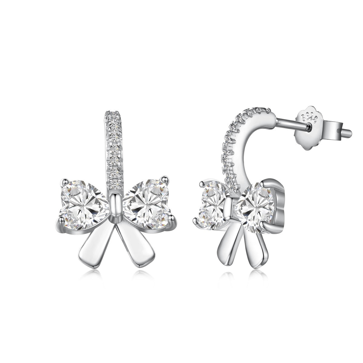 [Rose Jewels]Exquisite Earrings With Heart-Shaped Bow Design