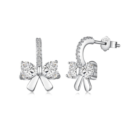 [Rose Jewels]Exquisite Earrings With Heart-Shaped Bow Design