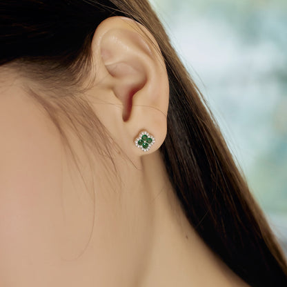 [Rose Jewels]Four-Leaf Clover Flower Shaped Earrings