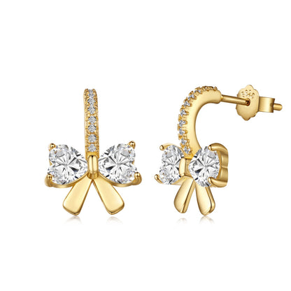 [Rose Jewels]Exquisite Earrings With Heart-Shaped Bow Design