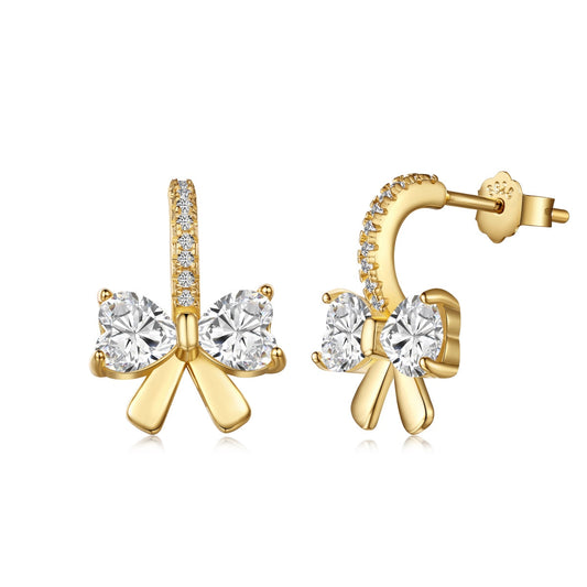 [Rose Jewels]Exquisite Earrings With Heart-Shaped Bow Design