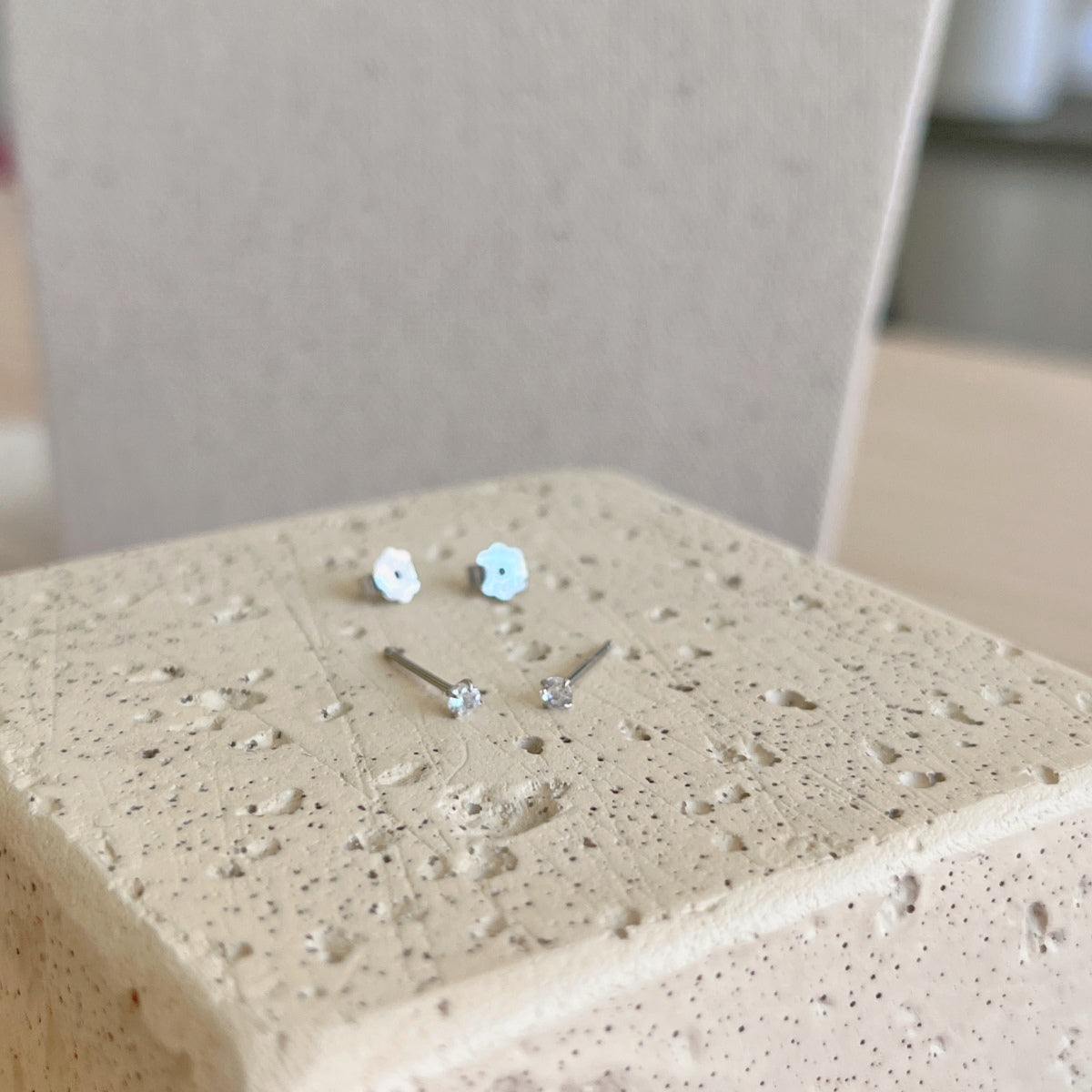 [Rose Jewels]Delicate Solitaire Earrings