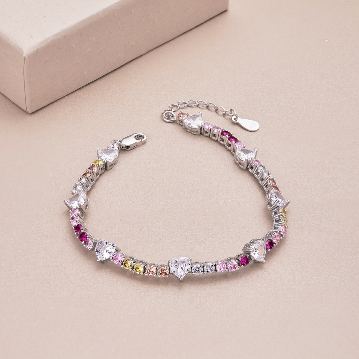 [Rose Jewels]Romantic Heart Shape Round Cut Lover Bracelet