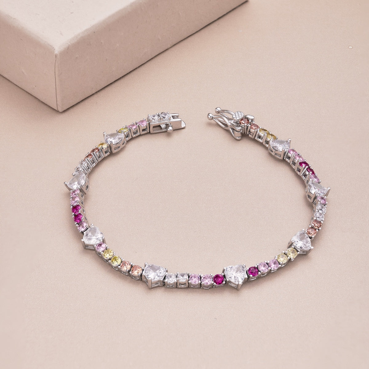 [Rose Jewels]Romantic Heart Shape Round Cut Lover Bracelet