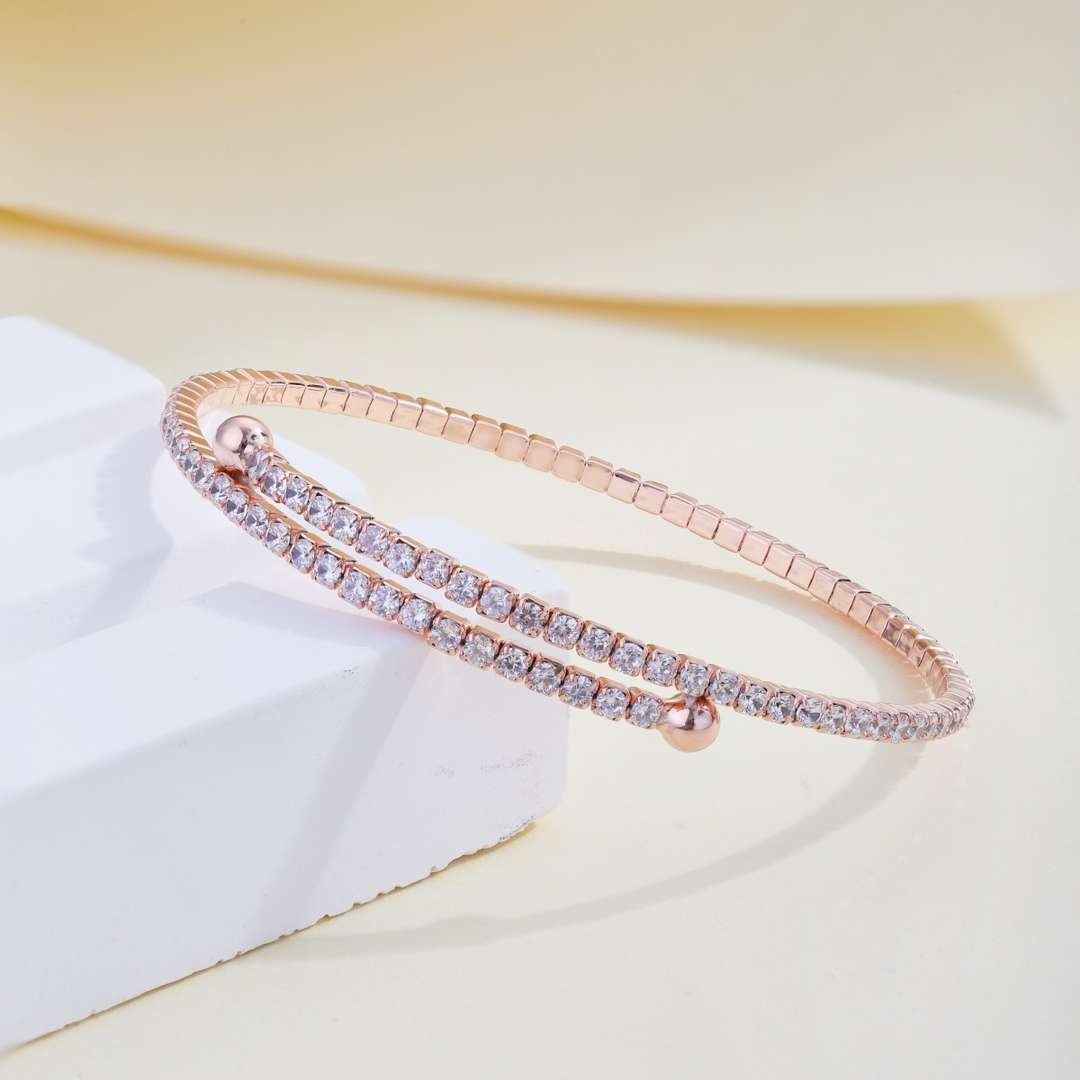 [Rose Jewels]Row of Diamonds Round Fashion Bracelet